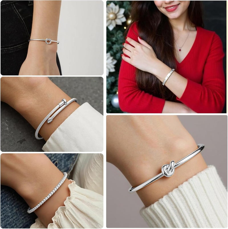 FAFUGA 18 K Gold Plated Love Bangle Bracelet Stack Cuff Jewelry for Women Jewelry Set for Women Gift with Box - Image 5